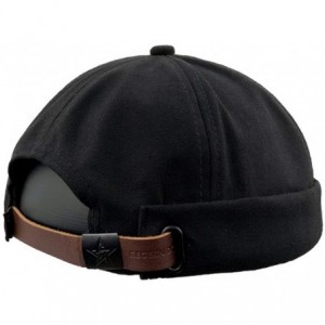 Skullies & Beanies Brimless Watch Cap Rolled Cuff Harbour Hat Retro Strapback Docker Leon Cap - Ct08-black - CY18L9MNDT8 $26.93