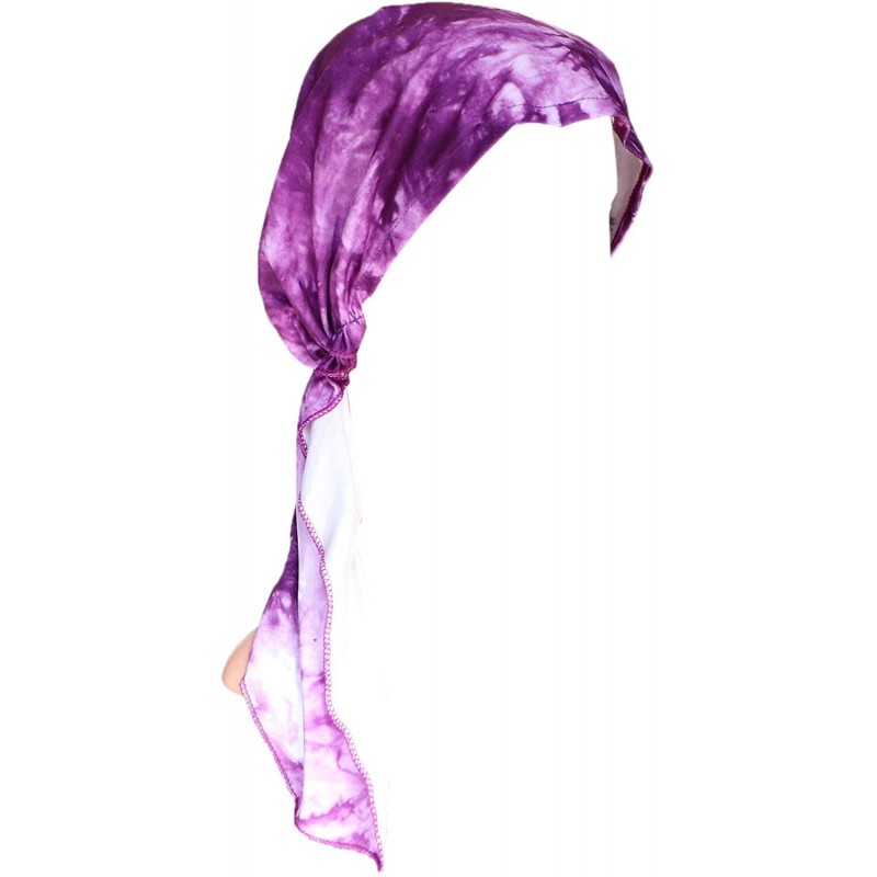 Skullies & Beanies Chemo Cancer Sleep Scarf Hat Cap Ethnic Printed Pre-Tied Hair Cover Wrap Turban Headwear - A Purple Tie Dy...