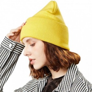 Skullies & Beanies 50% Wool Short Knit Fisherman Beanie for Men Women Winter Cuffed Hats - 6-yellow - CF18Z35WNO4 $17.46