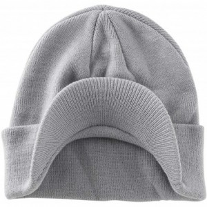 Skullies & Beanies Men's Winter Beanie Hat with Brim Warm Double Knit Cuff Beanie Cap - Light Gray - CH18YRHDQZS $24.48