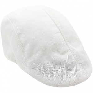 Sun Hats Solid Cotton Newsboy Cap Men Summer Visor Hat Sunhat Mesh Running Sport Casual Breathable Beret Flat Cap - White - C...