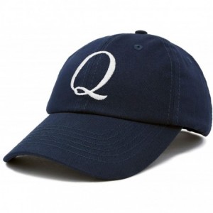 Baseball Caps Initial Hat Letter Q Womens Baseball Cap Monogram Cursive Embroider - Navy Blue - CQ18U6XXQCA $13.45