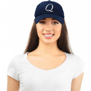 Baseball Caps Initial Hat Letter Q Womens Baseball Cap Monogram Cursive Embroider - Navy Blue - CQ18U6XXQCA $13.45