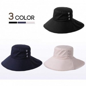 Sun Hats Packable Cotton Gardening Sun Hat for Women SPF Protection Neck Shade Chin Strap 56-58cm - Black_99034 - CC18CWDR4AO...