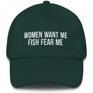 Baseball Caps Hats for Men Women Women Want Me Fish Fear Me Hat Flat Dad Hat - Spruce - CJ18W67ZYQR $33.89