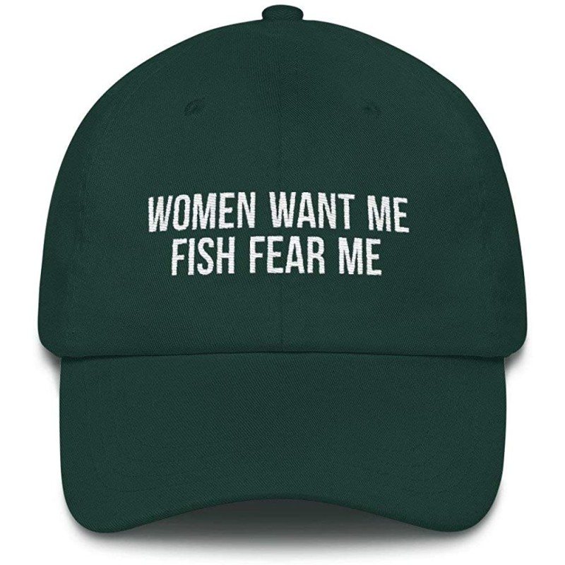 Baseball Caps Hats for Men Women Women Want Me Fish Fear Me Hat Flat Dad Hat - Spruce - CJ18W67ZYQR $32.71