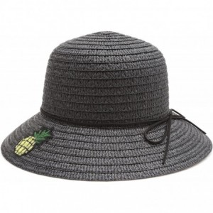 Fedoras Women's Summer Straw Sun Beach Fedora Hat with Band - Pineapple-black - CW18D4846UY $11.40