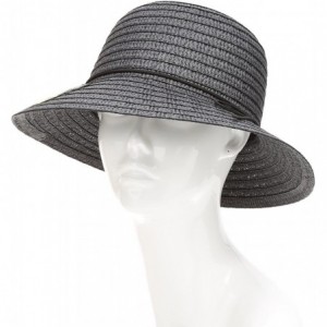 Fedoras Women's Summer Straw Sun Beach Fedora Hat with Band - Pineapple-black - CW18D4846UY $23.59