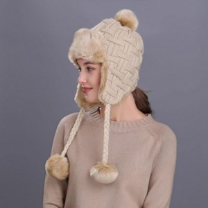 Skullies & Beanies Warm Women Winter Hat with Ear Flaps Snow Ski Thick Knit Wool Beanie Cap Hat - Beige 5 - CK1880Q94HW $25.69