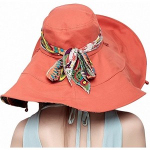 Sun Hats Women's Wide Brim Summer Beach Sun Hat - Orange - CO11AZ6E78V $57.14