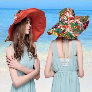 Sun Hats Women's Wide Brim Summer Beach Sun Hat - Orange - CO11AZ6E78V $57.14