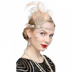 Headbands Art Deco 1920s Flapper Great Gatsby Leaf Wedding Bridal Tiara Pearl Headpiece Headband - U-gold - CP194UY0CGY $40.40