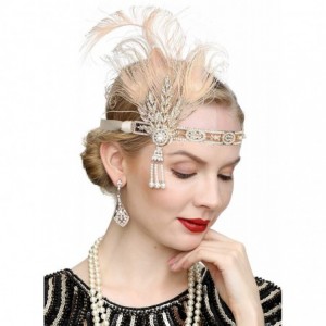 Headbands Art Deco 1920s Flapper Great Gatsby Leaf Wedding Bridal Tiara Pearl Headpiece Headband - U-gold - CP194UY0CGY $36.17