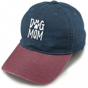 Baseball Caps Unisex Dog Mom Vintage Jeans Adjustable Baseball Cap Cotton Denim Dad Hat - Navy and Red - CW18I5QSA3T $24.48