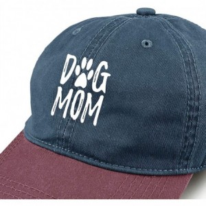 Baseball Caps Unisex Dog Mom Vintage Jeans Adjustable Baseball Cap Cotton Denim Dad Hat - Navy and Red - CW18I5QSA3T $27.34