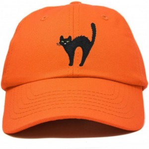 Baseball Caps Black Cat Hat Womens Halloween Baseball Cap - Orange - CA18Z4TRGYR $24.20