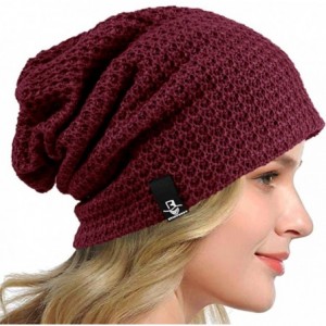 Berets Women's Slouchy Beanie Knit Beret Skull Cap Baggy Winter Summer Hat B08w - Solid Claret - CA1980I8S6S $27.32