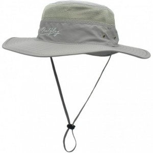 Sun Hats Outdoor Mesh Boonie Hat Outdoor UPF 50+ Wide Brim Sun Hat Windproof Fishing Hats - Light Gray - CN18U29KK7E $24.02