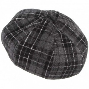 Berets Women Vintage Wool Fiddler Beret Cap Plaid Felt Newsboy Hat - Black Grey - C018IK3LMXR $19.93