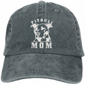 Baseball Caps Proud Pitbull Mom Hipster Unisex Denim Jeans Adjustable Baseball Hat Hip-Hop Cap Gift for Women - Asphalt - CU1...
