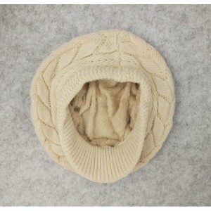 Skullies & Beanies Winter Knit Hat Stretch Warm Beanie Ski Cap with Visor for Women Girl - Beige - C2186QTYHI3 $23.66