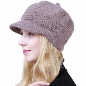 Skullies & Beanies Women's Winter Warm Slouchy Cable Knit Beanie Skull Hat with Visor - A-khaki - C518HK96D9N $32.81