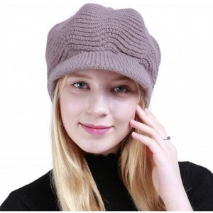 Skullies & Beanies Women's Winter Warm Slouchy Cable Knit Beanie Skull Hat with Visor - A-khaki - C518HK96D9N $28.80