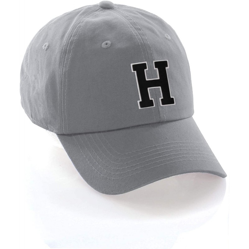 Baseball Caps Custom Hat A to Z Initial Letters Classic Baseball Cap- Light Grey White Black - Letter H - C818NKSTUXZ $26.58