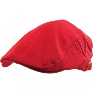 Newsboy Caps Classic Solid Cotton Denim Newsboy Ivy Gatsby Cabbie Ascot Hat Cap Adjustable - (107) Red - CH11JFLVWYF $25.27