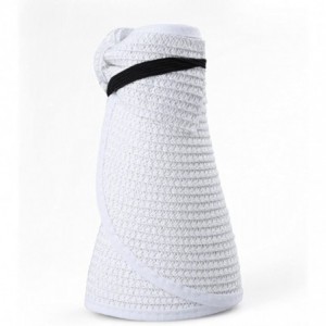 Sun Hats Women's Straw Wide Brim Bowknot Floppy Roll up Visor Summer Beach Sun Hat - White - CO12GYNC3RL $12.57