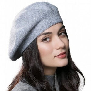 Berets Women Beret Hat Wool Knitted Cap Autumn Winter Hat French Classic Beret - Light Grey - CY17Z6LM7DM $32.30