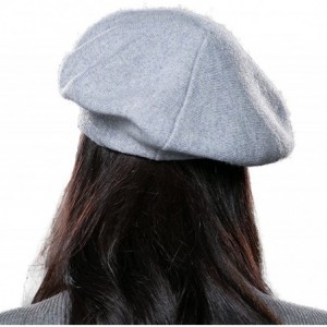 Berets Women Beret Hat Wool Knitted Cap Autumn Winter Hat French Classic Beret - Light Grey - CY17Z6LM7DM $38.49