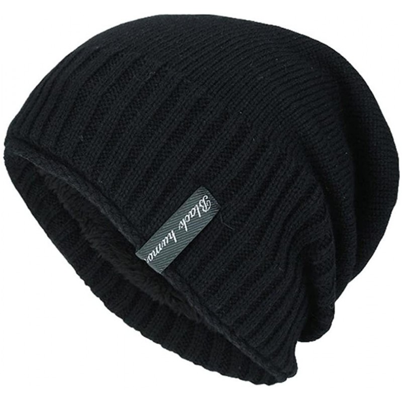 Skullies & Beanies 2019- Fashion Hat Unisex Knit Cap Hedging Head Hat Beanie Cap Warm Outdoor Hat - Black - CB188ITU9G6 $20.63