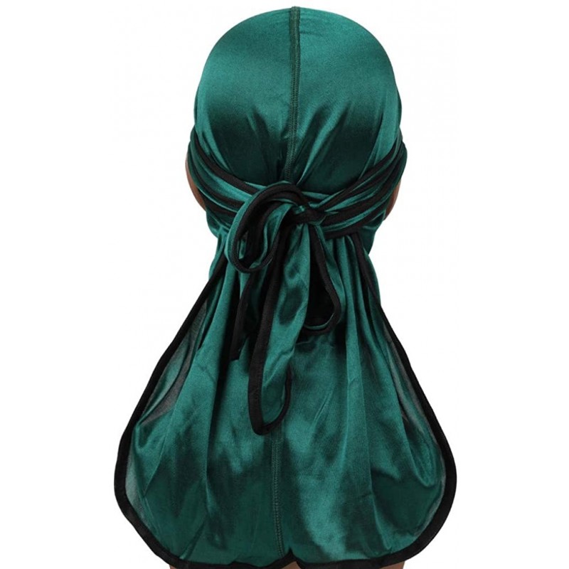 Bucket Hats Unisex Silky Durag Extra Long-Tail Headwraps Pirate Cap Turban Hat Fashionable - Army Green - CX18R2M0ML0 $20.21