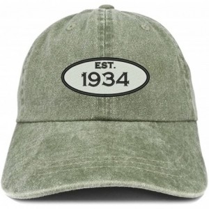 Baseball Caps Established 1934 Embroidered 86th Birthday Gift Pigment Dyed Washed Cotton Cap - Olive - C7180L6XS4R $36.88