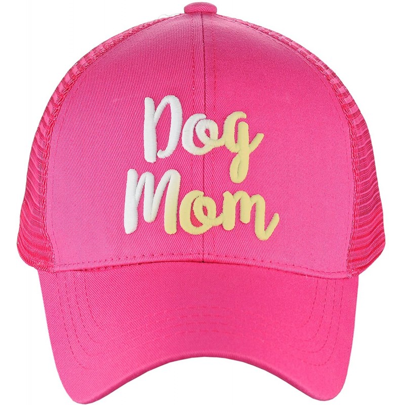 Baseball Caps Ponycap Color Changing 3D Embroidered Quote Adjustable Trucker Baseball Cap - Dog Mom- Hot Pink - CZ18D96XSQC $...