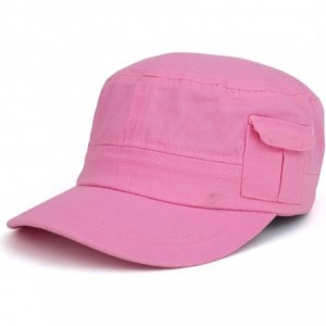 Baseball Caps Plain Castro Flat Top Style Army Cap with Pocket - Pink - C218OII6M0G $28.44