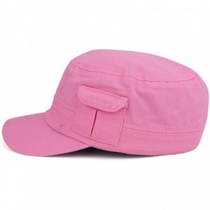 Baseball Caps Plain Castro Flat Top Style Army Cap with Pocket - Pink - C218OII6M0G $12.32