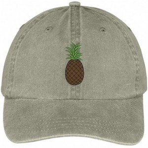 Baseball Caps Pineapple Embroidered Pigment Dyed 100% Cotton Cap - Khaki - CR12FS7VI4X $17.60