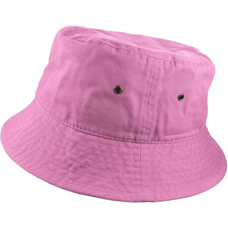 Bucket Hats 100% Cotton Packable Fishing Hunting Summer Travel Bucket Cap Hat - Light Pink - CX18DOEQT5H $34.37