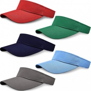 Visors 5 Pack Women and Men Sun Sports Visor Hats One Size Adjustable Cap (Multi Color) - CS18U29CW9G $29.08