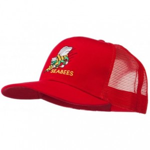 Baseball Caps Navy Seabees Symbol Embroidered Twill Mesh Cap - Red - CE11QLMN0BT $50.21