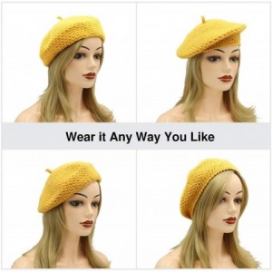 Berets Women Hand Knitted French Beret Hat - Yellow - C518AICAXCA $26.60