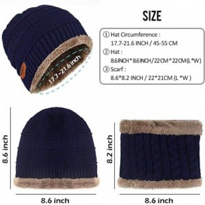 Skullies & Beanies Beanie Scarf Hat Set- Winter Hat Skull Cap with Thick Neck Warmer - Navy Blue - CS18ISO8E6D $15.47