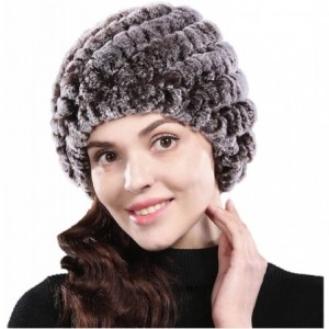 Skullies & Beanies Real Rex Rabbit Fur Knitted Women's Winter Warm Hat Cap - Coffee - CQ11LLIHK4L $28.74