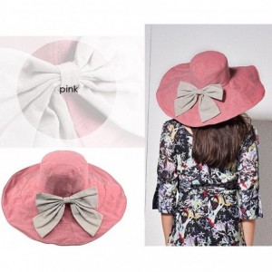 Sun Hats Women's UPF 50+ Foldable Floppy Reversible Wide Brim Sun Beach Hat with Bowknot - Red - CO18D5SNXLO $12.21