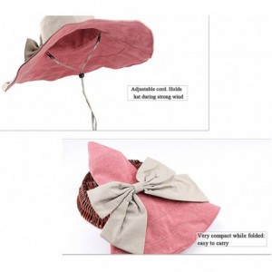 Sun Hats Women's UPF 50+ Foldable Floppy Reversible Wide Brim Sun Beach Hat with Bowknot - Red - CO18D5SNXLO $12.21