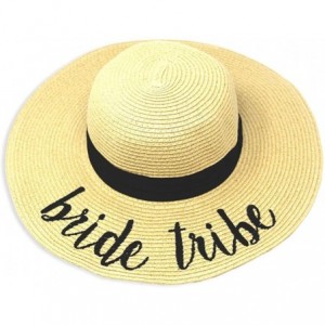 Sun Hats Women Spring Summer Beach Paper Embroidered Lettering Floppy Hats - Mother of the Bride - Beige - CZ18QI3UM3S $37.59