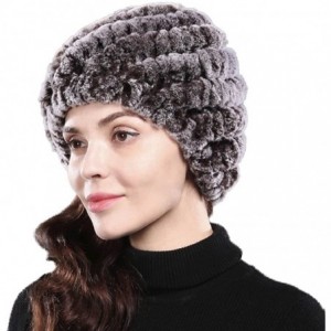 Skullies & Beanies Real Rex Rabbit Fur Knitted Women's Winter Warm Hat Cap - Coffee - CQ11LLIHK4L $30.20