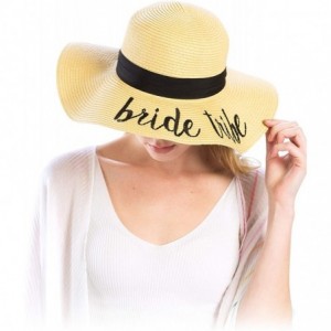 Sun Hats Women Spring Summer Beach Paper Embroidered Lettering Floppy Hats - Mother of the Bride - Beige - CZ18QI3UM3S $36.70